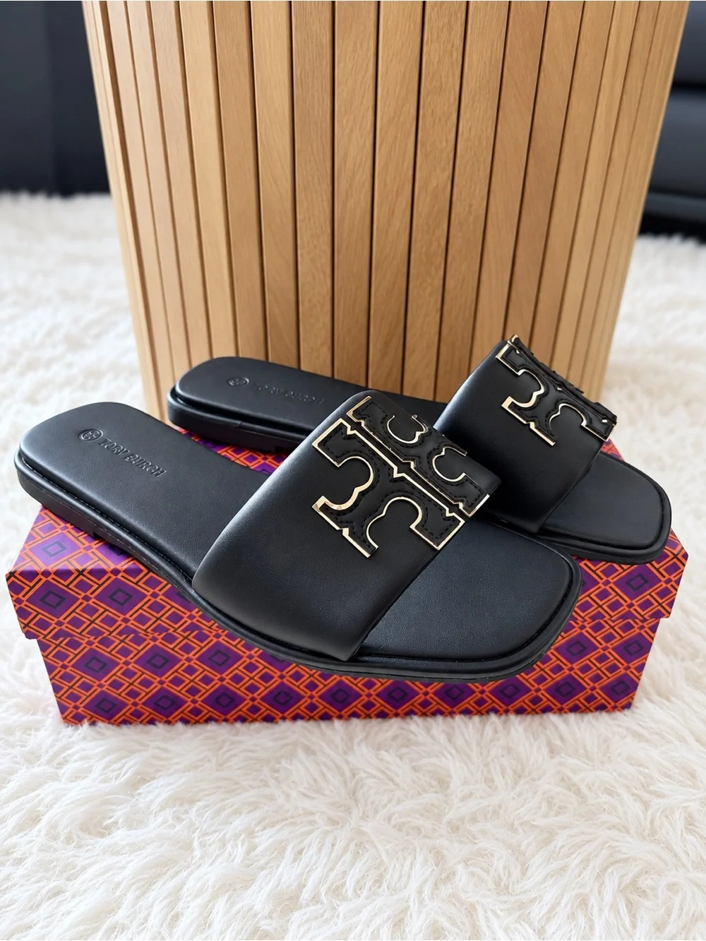 Tory Burch strap slide metallic